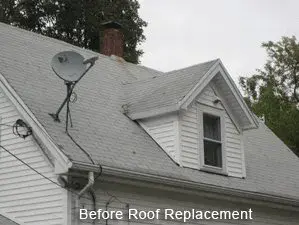 Before shingle roof replacement in Princeton, WV — worn, aging roof shingles